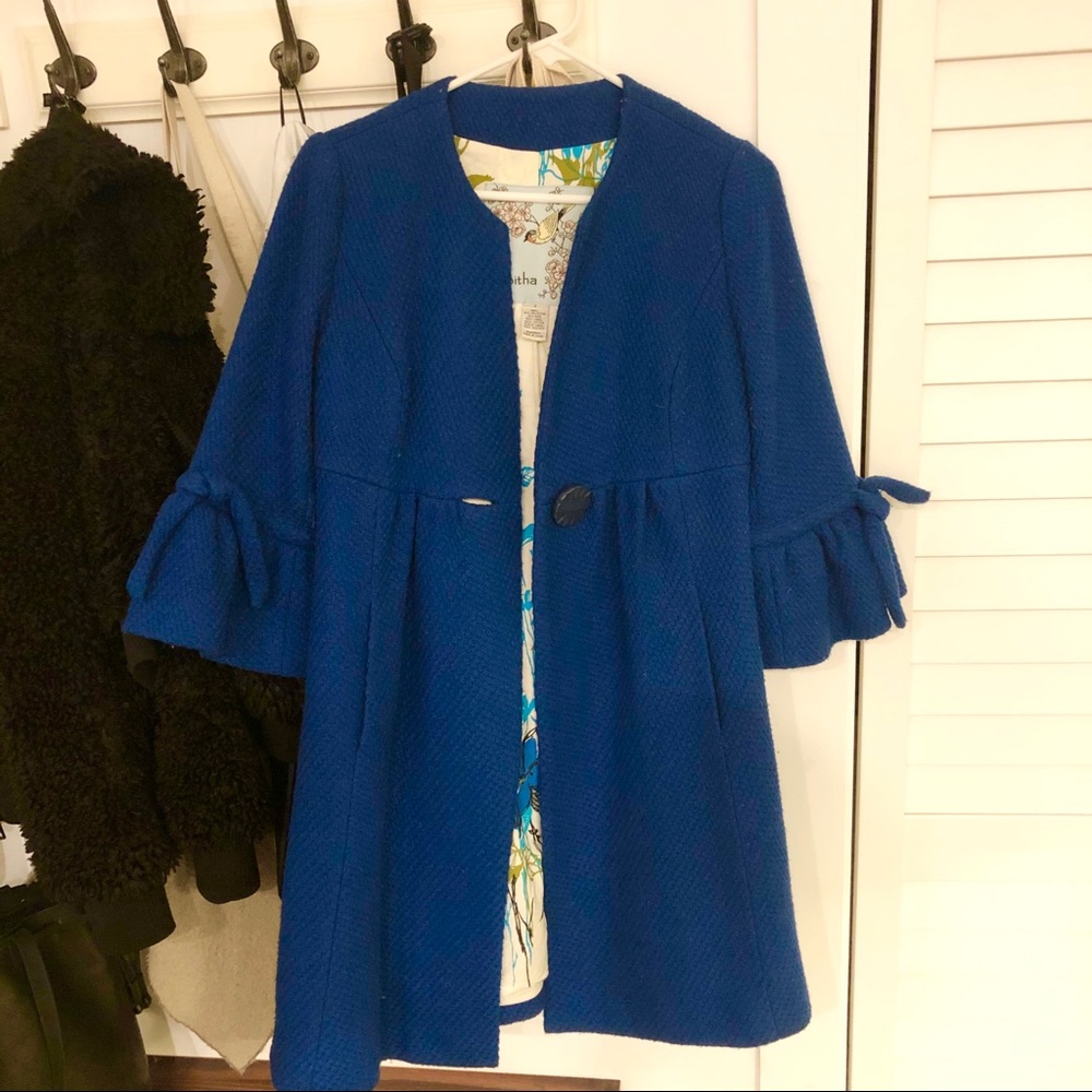 Teal blue pea coat